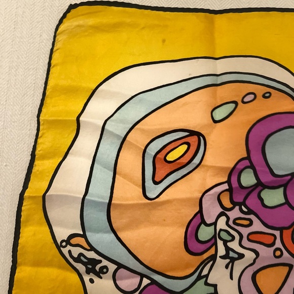 Vintage Peter Max Silk Butterfly Lady Print Scarf - Picture 3 of 8